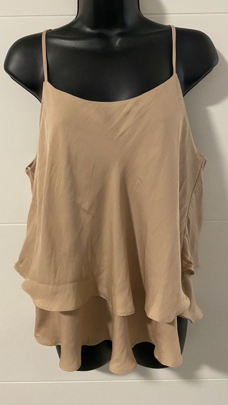 Nine Britton Womens Spaghetti Strap Tiered Cami Top Sz Large Y2K Fairy Coquette